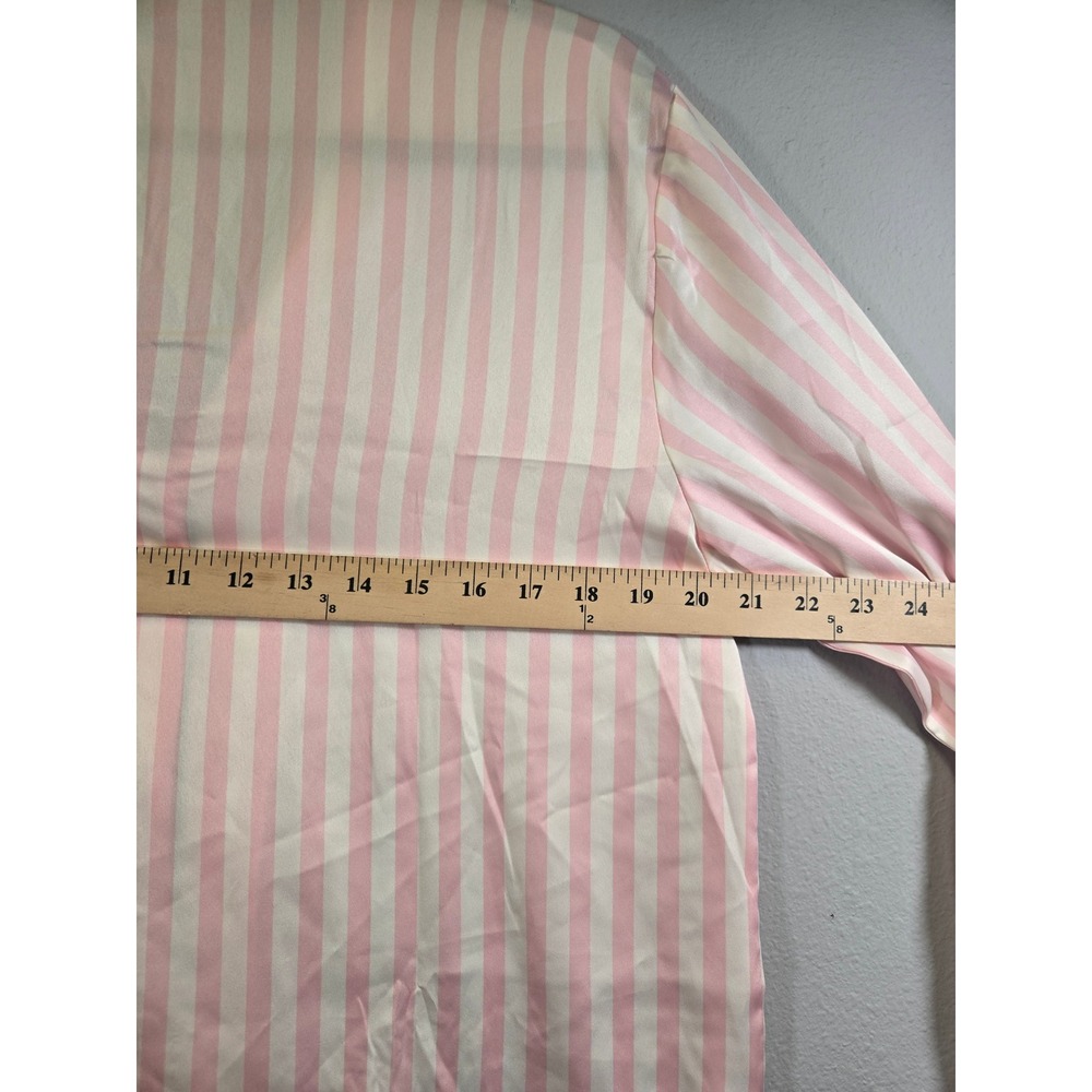 Victoria's Secret Pink White Stripe Satin Pajama Set Long Sleeve Pants Small - Picture 7 of 11